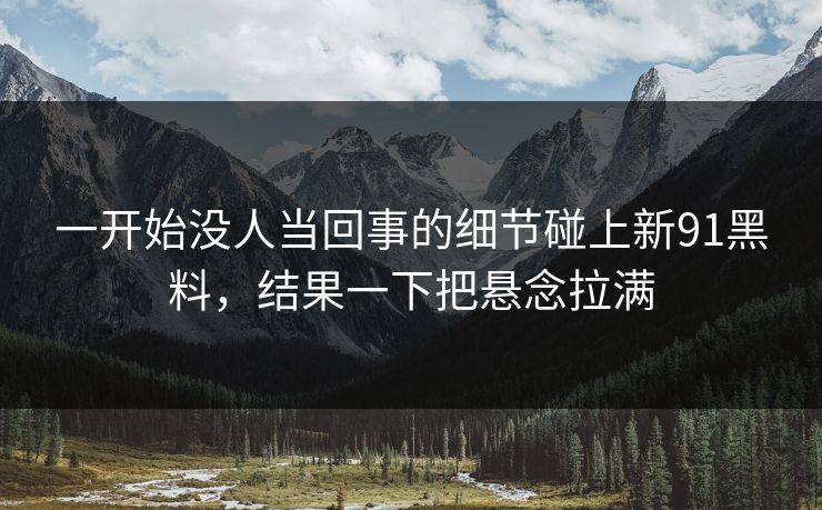 一开始没人当回事的细节碰上新91黑料，结果一下把悬念拉满