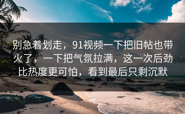别急着划走，91视频一下把旧帖也带火了，一下把气氛拉满，这一次后劲比热度更可怕，看到最后只剩沉默
