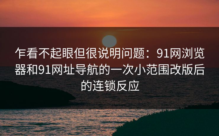 乍看不起眼但很说明问题：91网浏览器和91网址导航的一次小范围改版后的连锁反应