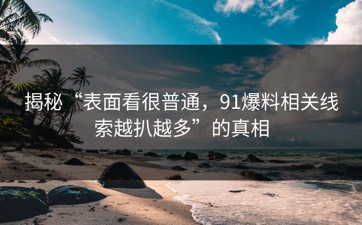 揭秘“表面看很普通，91爆料相关线索越扒越多”的真相