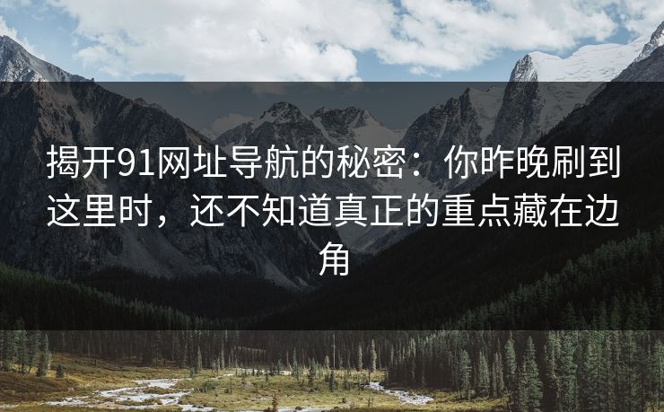 揭开91网址导航的秘密：你昨晚刷到这里时，还不知道真正的重点藏在边角