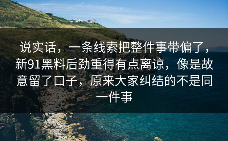 说实话，一条线索把整件事带偏了，新91黑料后劲重得有点离谅，像是故意留了口子，原来大家纠结的不是同一件事