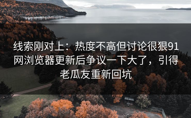 线索刚对上：热度不高但讨论很狠91网浏览器更新后争议一下大了，引得老瓜友重新回坑