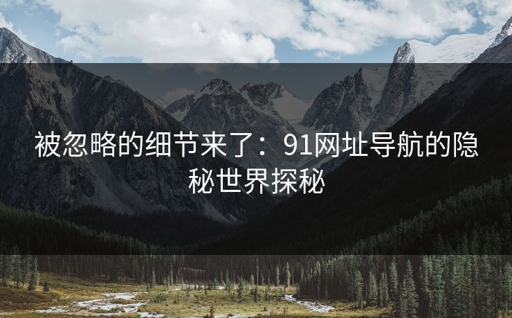 被忽略的细节来了：91网址导航的隐秘世界探秘