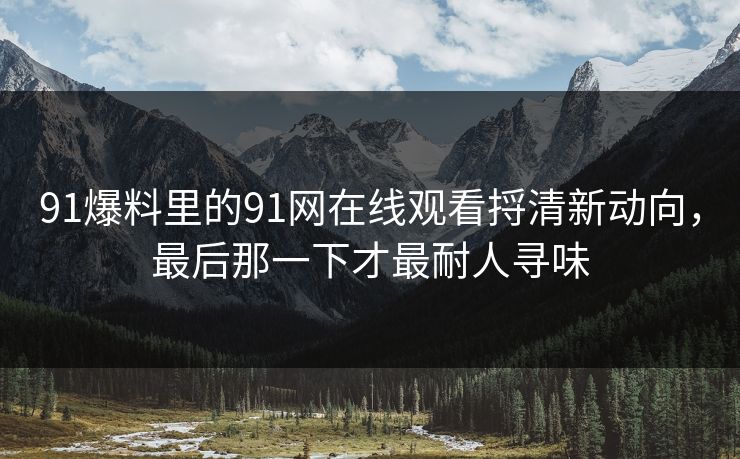 91爆料里的91网在线观看捋清新动向，最后那一下才最耐人寻味