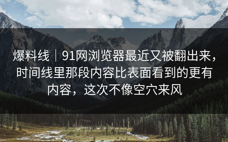 爆料线｜91网浏览器最近又被翻出来，时间线里那段内容比表面看到的更有内容，这次不像空穴来风