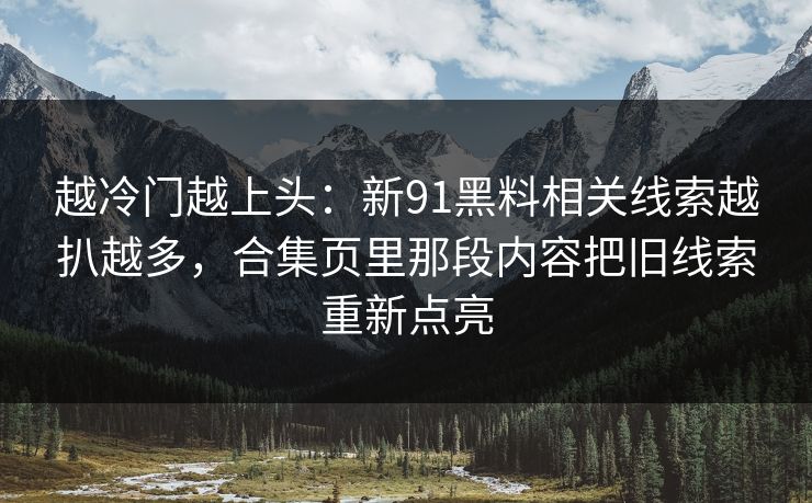 越冷门越上头:新91黑料相关线索越扒越多,合集页里那段内容把旧线索重新点亮